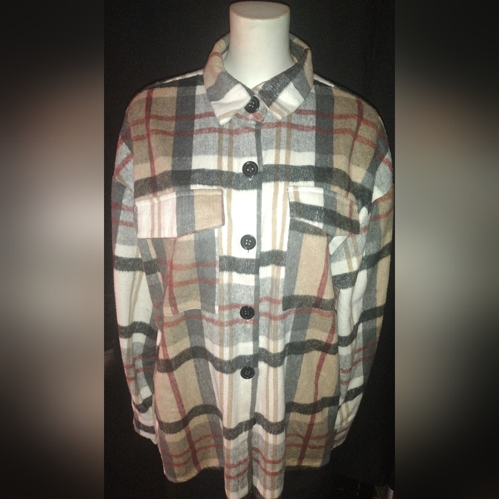 "Shein" Plaid Button Down Shirt Jacket
